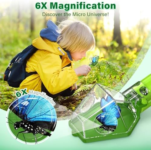 Bug Catcher for Kids, Insect Trap Kit with 6X Magnifier Glass